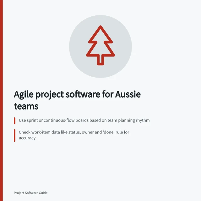Agile project software for Aussie teams: Use sprint or continuous-flow boards based on team planning rhythm; Check work-item data like status, owner and 'done' rule for accuracy; Confirm permissions let planners update items without admin hurdles. Agile project software