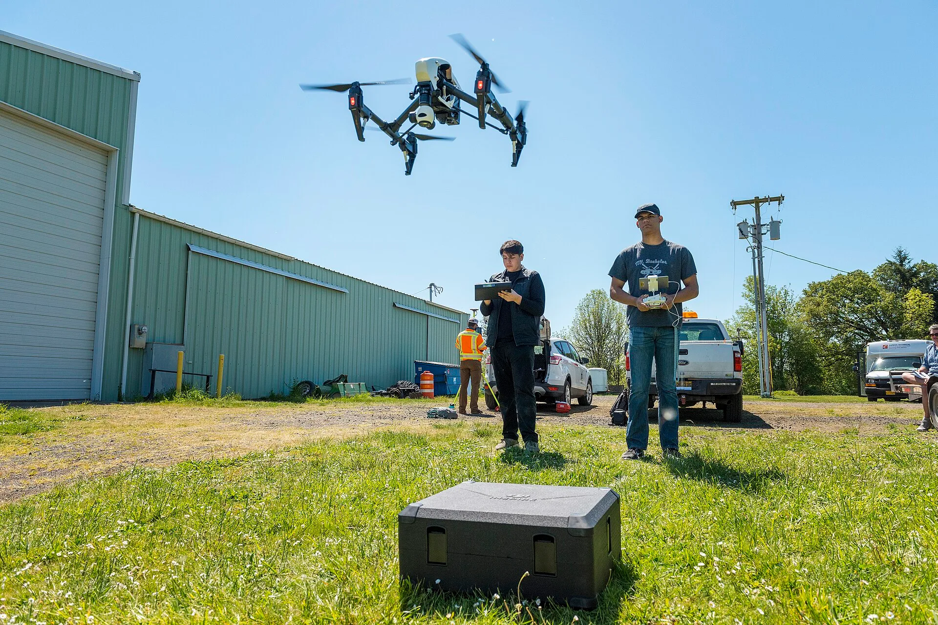 Brett Murphy, engineering automation specialist at Oregon DOT, puts CTEC students—and the drones they built—through their paces. “We have ‘hired’ the students to perform aerial mapping and surveying services. Earlier this year, they prepared contract documents. And we helped them create a workflow t